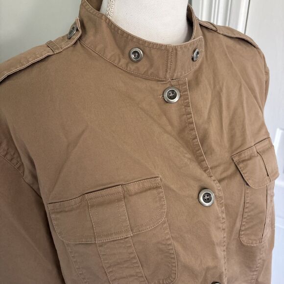 Light Brown Tan Chicos Jacket Size 3 XL Button Up Fully Lined Safari - Picture 2 of 5